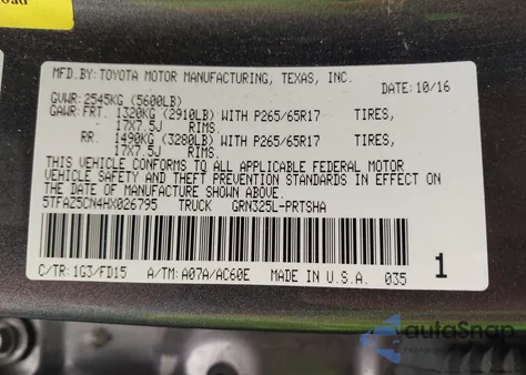 2017 Toyota Tacoma Dbl Cab/Sr5/Trd Sport/Or from USA, damaged, VIN 5TFAZ5CN4HX026795